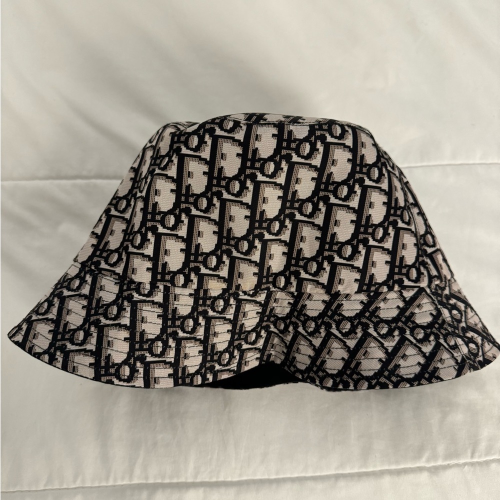 Dior Black and Cream Monogram Bucket Hat